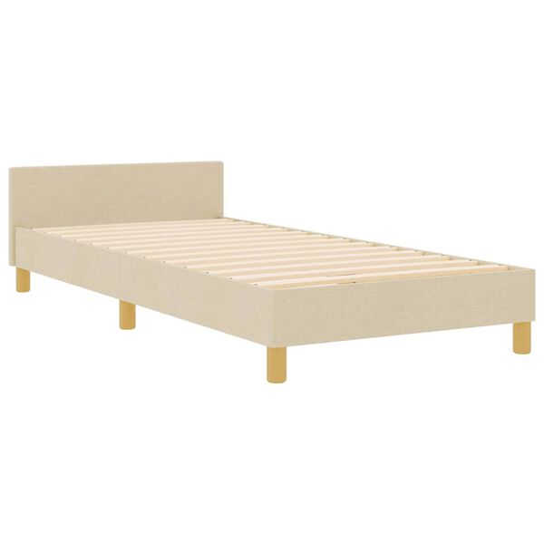 vidaXL Bettgestell mit Kopfteil Creme 90 x 190 cm Stoff
