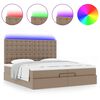 vidaXL Ottoman-Bett mit Matratzen LEDs Cappuccino 200x200cm Kunstleder