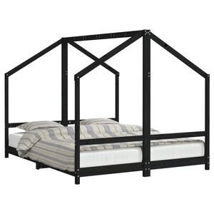vidaXL Kinderbett Schwarz 2x(80x200) cm Massivholz Kiefer