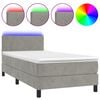 vidaXL Boxspringbett mit Matratze & LED Hellgrau 100x200 cm Samt