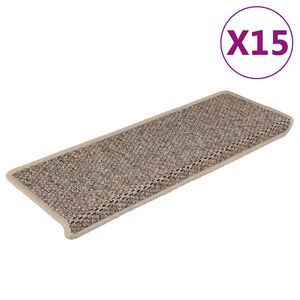 vidaXL Treppenmatten Selbstklebend Sisal 15 Stk. 65x21x4cm Dunkelbeige