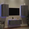 vidaXL 4-tlg. Wohnwand mit LED-Beleuchtung Grau Sonoma Holzwerkstoff