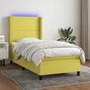 vidaXL Boxspringbett mit Matratze & LED Gr&uuml;n 100x200 cm Stoff