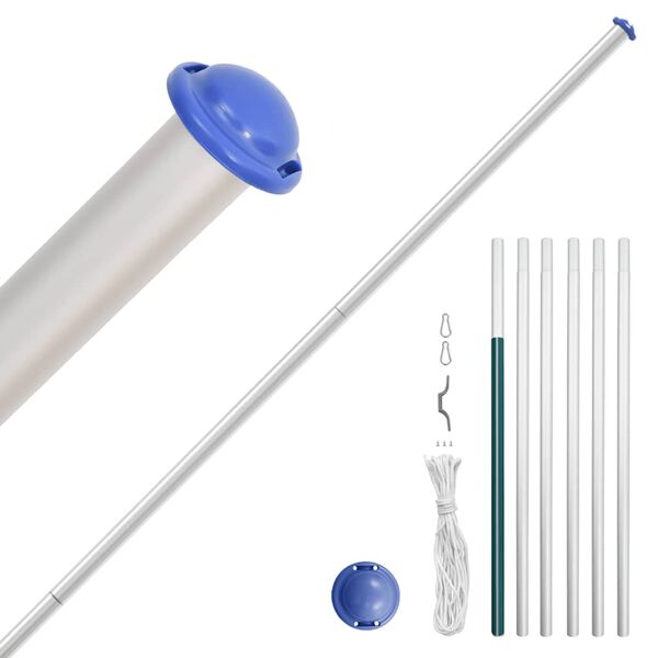 vidaXL Flagge Polens mit Mast 6,08 m Aluminium