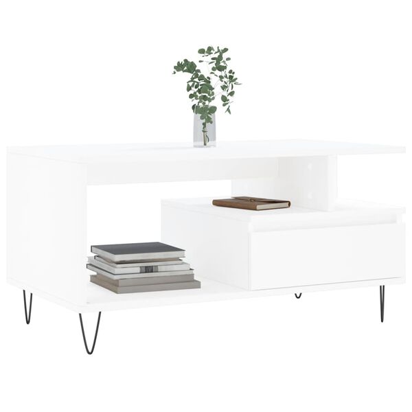 vidaXL Couchtisch Wei&szlig; 90x49x45 cm Holzwerkstoff