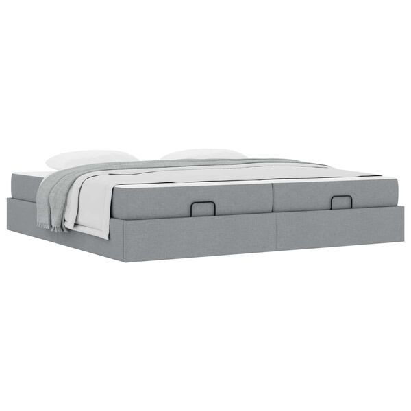 vidaXL Bettgestell mit Matratze mit Matratze 2 pcs Hellgrau Stoff