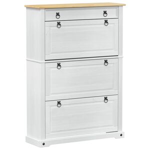 vidaXL Schuhschrank Corona Wei&szlig; 99 x 32 x 138 cm Massives Kiefernholz