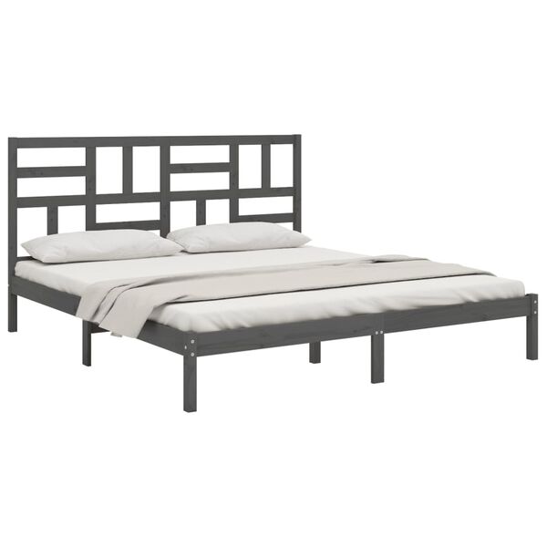 vidaXL Massivholzbett Grau 200x200 cm