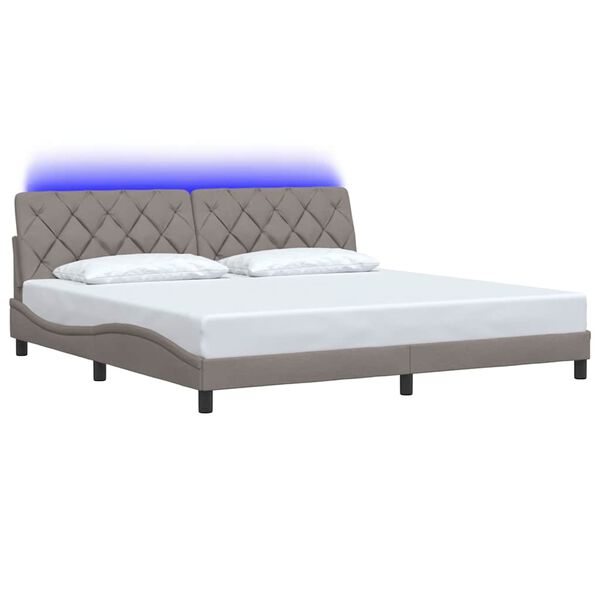 vidaXL Bettgestell mit LED ohne Matratze Taupe 200x200 cm Stoff