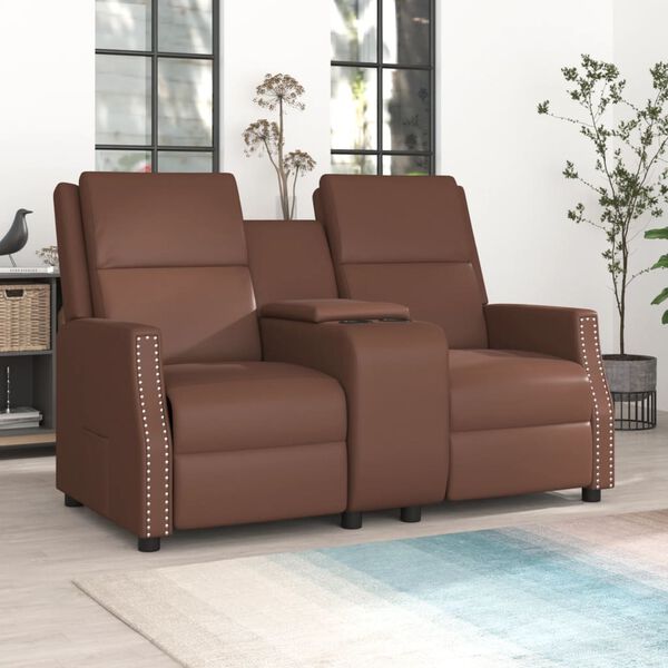 vidaXL Relaxsofa 2-Sitzer mit Getr&auml;nkehaltern Braun Kunstleder