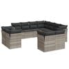vidaXL 11-tlg. Garten-Sofagarnitur mit Kissen Hellgrau Poly Rattan