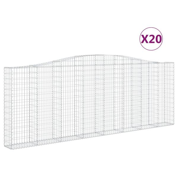 vidaXL Gabionen mit Hochbogen 20Stk. 400x30x140/160cm Verzinktes Eisen