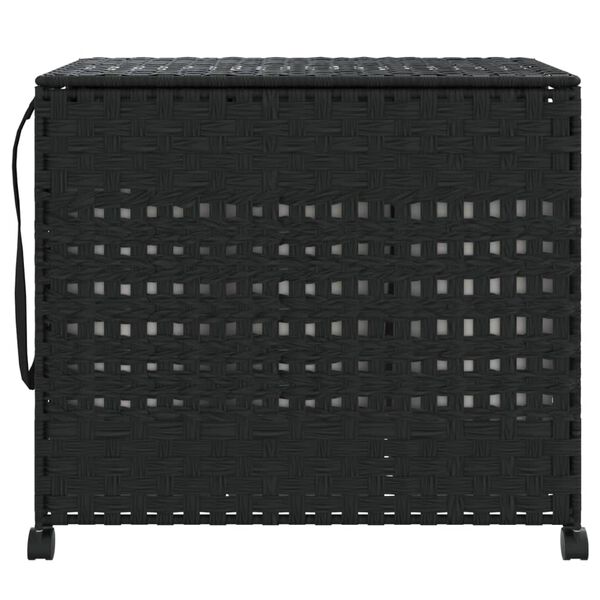 vidaXL W&auml;schekorb mit Rollen Schwarz 66x35x60 cm Rattan