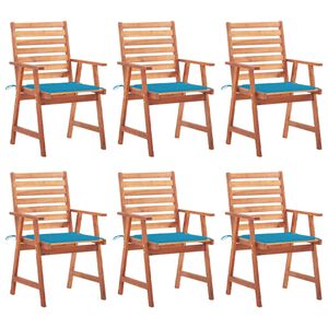 vidaXL Garten-Essst&uuml;hle 6 Stk. mit Kissen Massivholz Akazie