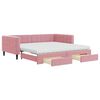 vidaXL Tagesbett Ausziehbar mit Schubladen Rosa 100x200 cm Samt