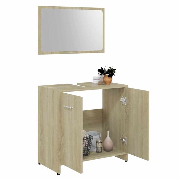 vidaXL Badm&ouml;bel-Set Sonoma-Eiche Holzwerkstoff