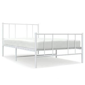 vidaXL Bettgestell mit Kopf- und Fu&szlig;teil Metall Wei&szlig; 75x190 cm
