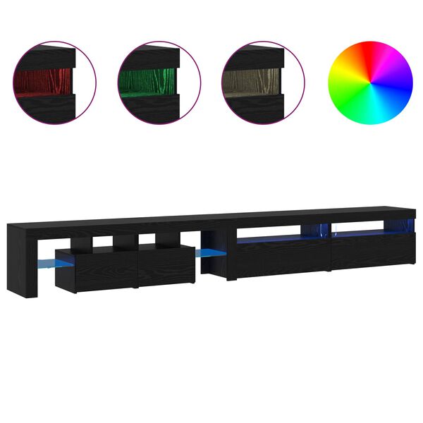 vidaXL TV-Schr&auml;nk 3 pcs Schwarz Eichen-Optik 290 x 36,5 x 40 cm