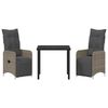 vidaXL Garten Essgruppe mit Kissen 3 pcs Grau Poly Rattan