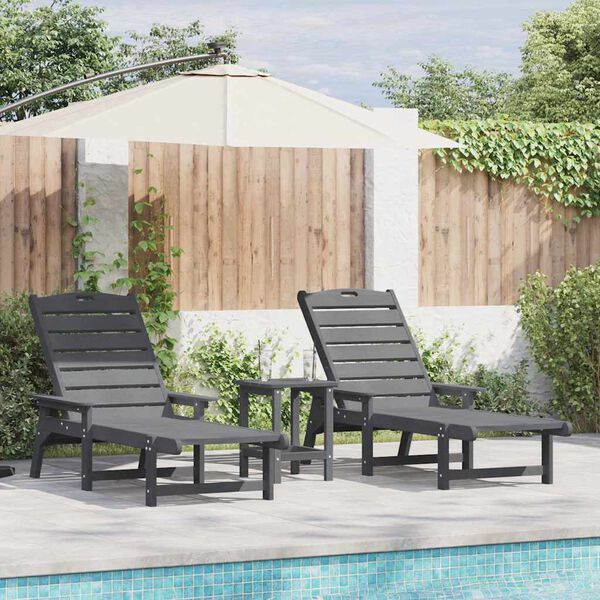 vidaXL Sonnenliege 3 pcs Hellgrau Polyethylen