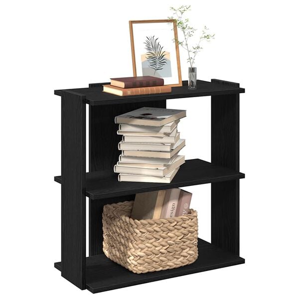 vidaXL B&uuml;cherregal 3 B&ouml;den Schwarz 60x30x80 cm Holzwerkstoff