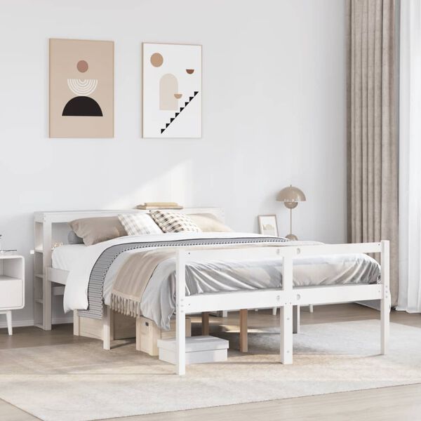 vidaXL Seniorenbett mit Kopfteil ohne Matratze Wei&szlig; 140x190 cm