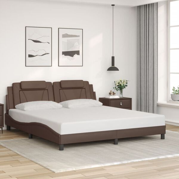 vidaXL Bettgestell "Viana" mit LED ohne Matratze Braun 180x200 cm