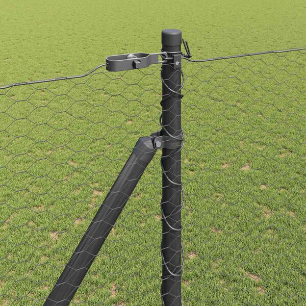 vidaXL Zaunpfosten Grau 25 x 1,6 m (25 mm Netz) Stahl und PVC