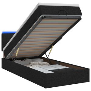 vidaXL Ottoman-Bett mit Matratze und LED Schwarz 80 x 200 cm Stoff