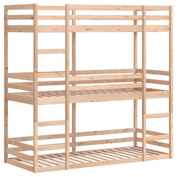 vidaXL Dreifach-Etagenbett 75x190 cm Massivholz Kiefer