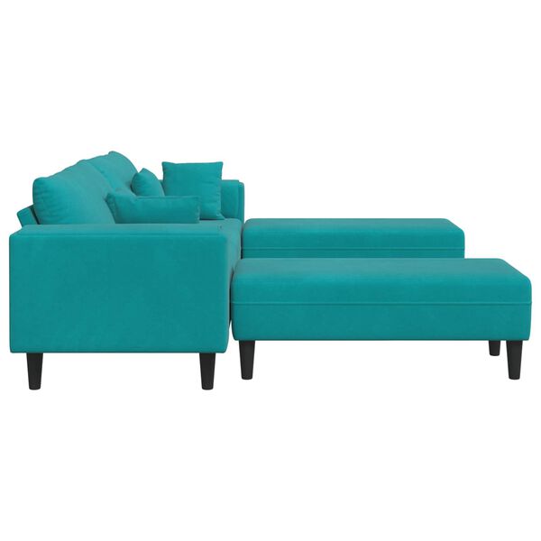 vidaXL Sofa mit Kissen 3 pcs Türkis Samt