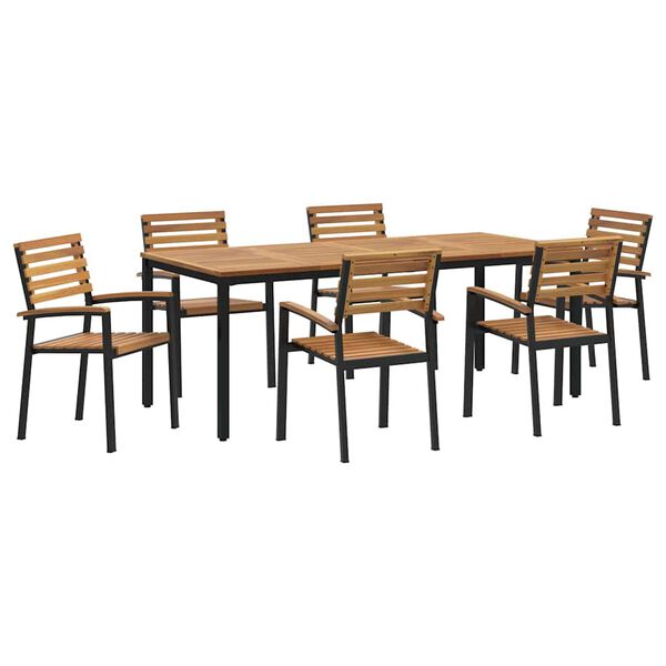 vidaXL Garten Essgruppe 7 pcs Schwarz und Braun 200 x 90 x 75 cm