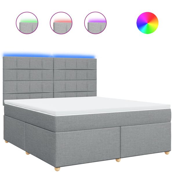 vidaXL Boxspringbett mit Matratze Hellgrau 180x200 cm Stoff
