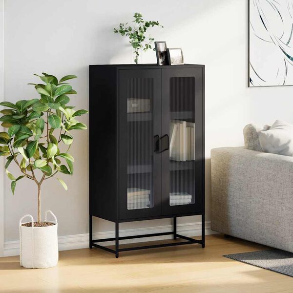 vidaXL Highboard Schwarz 68x39x123 cm Stahl