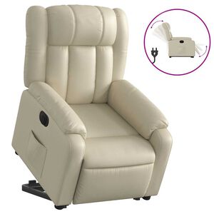 vidaXL Relaxsessel mit Aufstehhilfe Elektrisch Creme Kunstleder