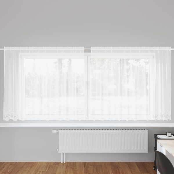 vidaXL Spitzenvorhang mit Vorh&auml;ngen Wei&szlig; 300 x 140 cm Polyester