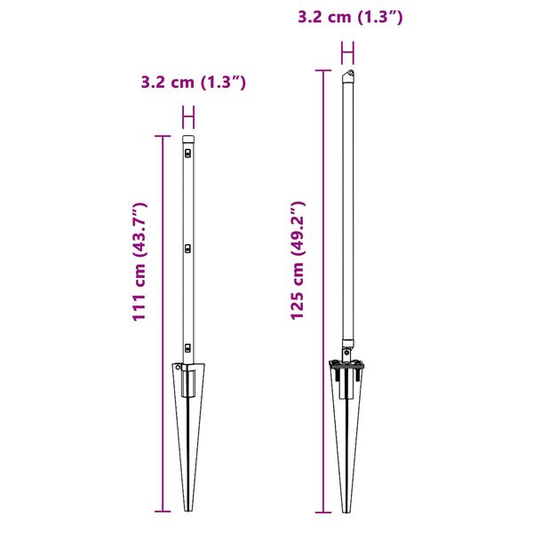 vidaXL Zaunpfosten 26 pcs Grau 3,2 x 3,2 x 80 cm
