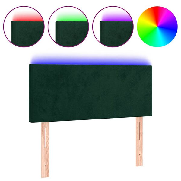 vidaXL LED Kopfteil Dunkelgr&uuml;n 100x5x78/88 cm Samt