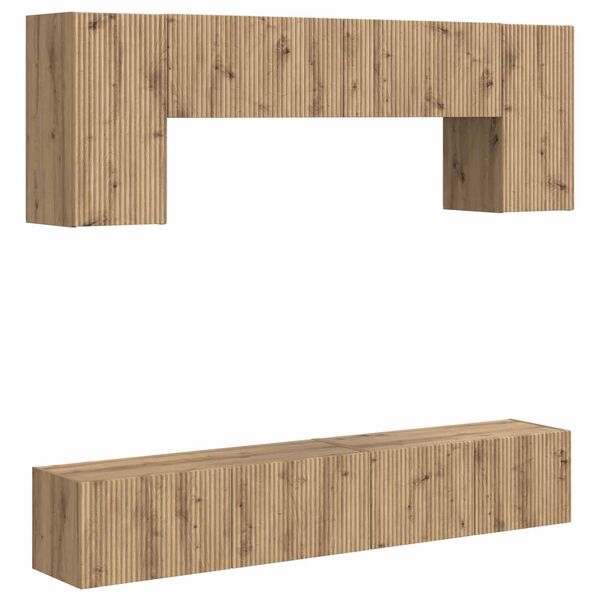 vidaXL TV-Schrankset Wandmontiert 4 pcs Hochglanz Wei&szlig; Holzwerkstoff
