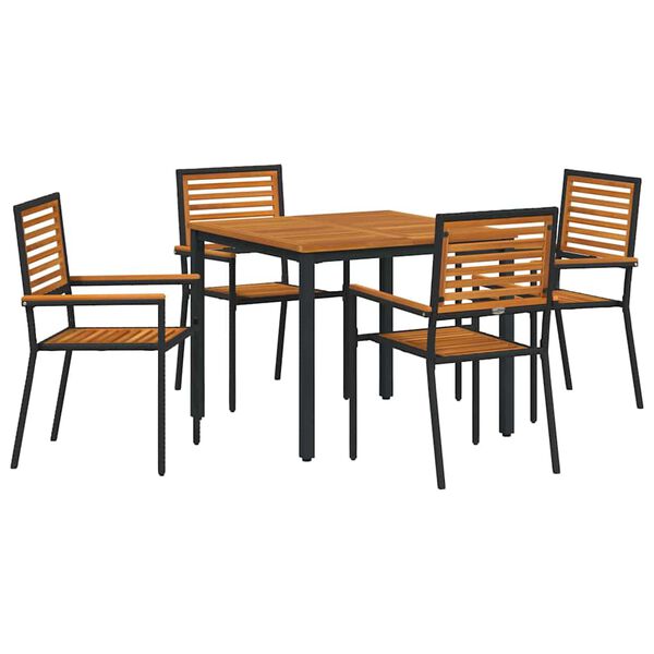 vidaXL Garten Essgruppe 5 pcs Schwarz 90 x 90 x 75 cm Poly-Rattan