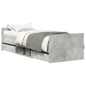 vidaXL Bettgestell mit Kopf- und Fu&szlig;teil Betongrau 100x200 cm