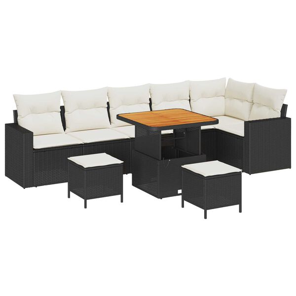 vidaXL Gartensofa-set 9 pcs Schwarz Poly-Rattan