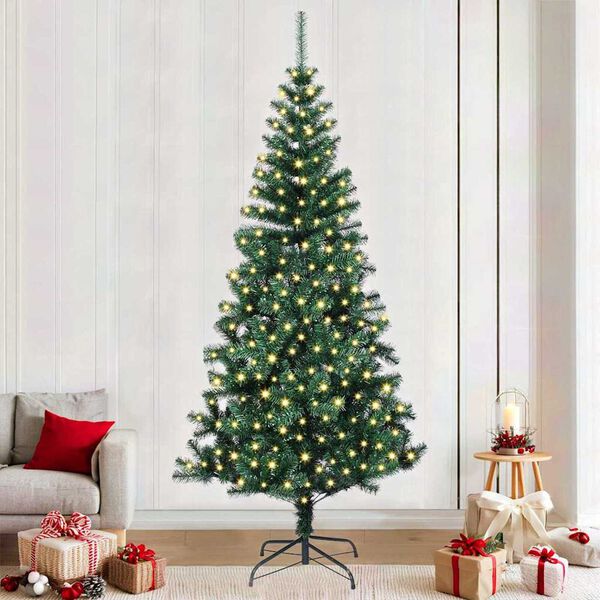 vidaXL K&uuml;nstlicher vorbeleuchteter Weihnachtsbaum Gr&uuml;n 240 cm