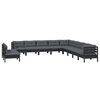 vidaXL 11-tlg. Garten-Lounge-Set mit Kissen Schwarz Massivholz Kiefer