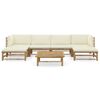 vidaXL 7-tlg. Garten-Lounge-Set mit Cremewei&szlig;en Kissen Bambus
