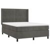 vidaXL Boxspringbett mit Matratze & LED Dunkelgrau 140x190 cm Samt