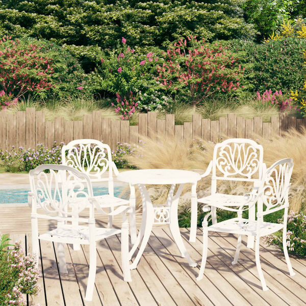vidaXL 5-tlg. Bistro-Set Aluminiumguss Wei&szlig;
