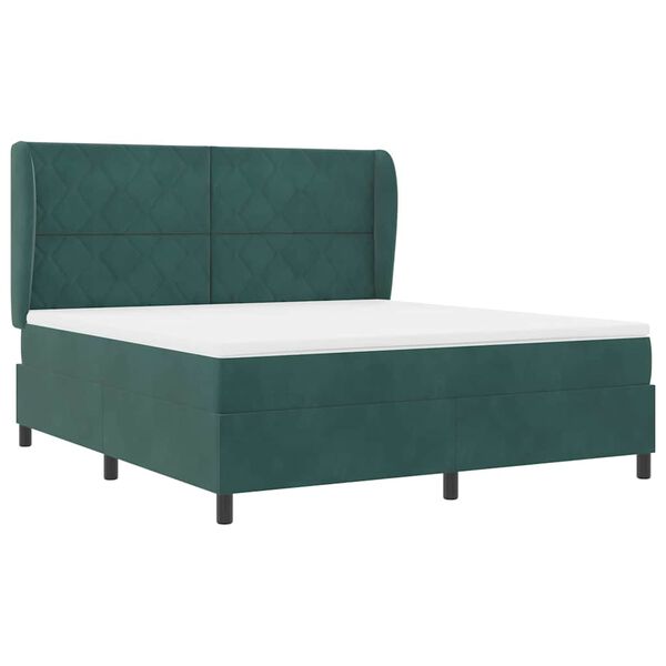vidaXL Boxspringbett mit Matratze Dunkelgr&uuml;n 200 x 180 cm Polyester