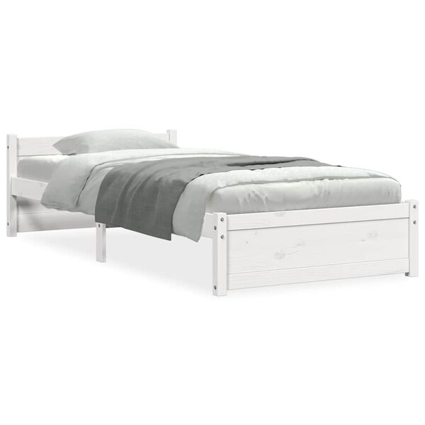 vidaXL Massivholzbett ohne Matratze Wei&szlig; 75x190 cm