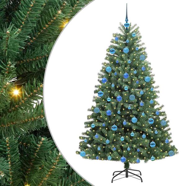 vidaXL K&uuml;nstlicher klappbarer Weihnachtsbaum mit 300 LEDs Gr&uuml;n 180 cm